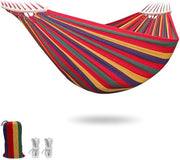 Hangmat 260 x 150 cm con borsa portatile - Strisce arcobaleno - 300 kg di capacità di carico - Sedia a sospensione per esterno per terrazza e balcone