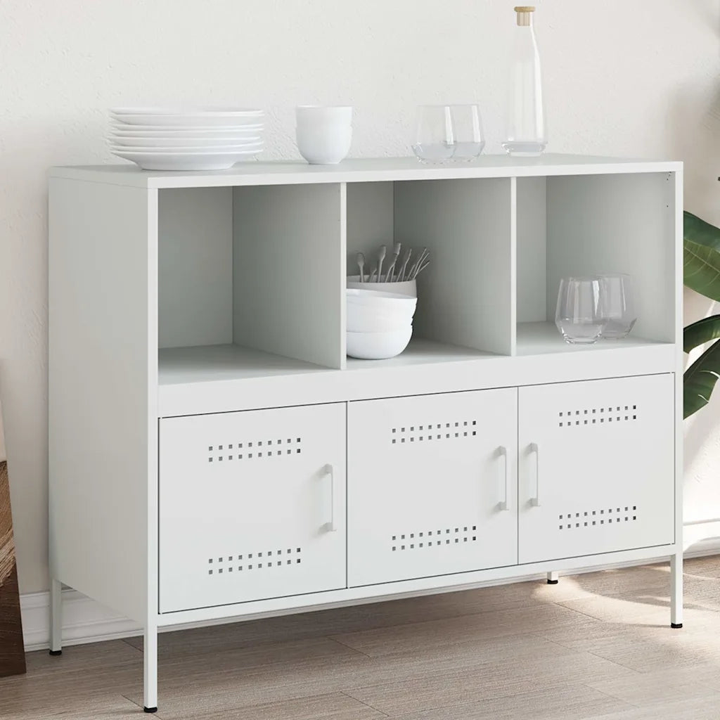Credenza-Buffet-Armadio da cucina Bianca 100,5x39x79 cm in Acciaio