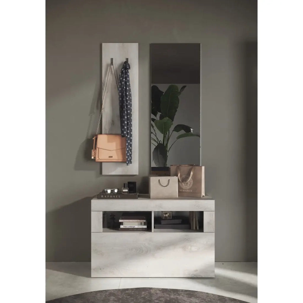 Set di mobili per ingresso, collezione ISORA, colore quercia bianca