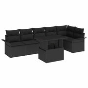 Set Divano da Giardino con cuscino 7 pcs Nero Poly Rattan 3357036