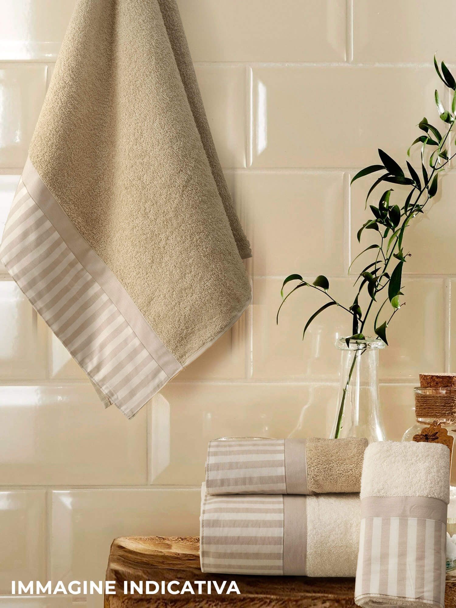 Set Spugna 4 Pezzi Asciugamani Viso + Ospite con Balza Garrini Jennifer Rosa