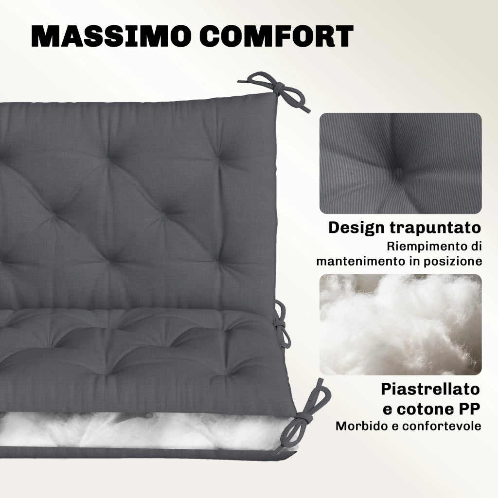 Cuscino da Giardino Capitonn¨¦ 2 Posti ¨C zephmum ¨C Grigio 150x98x8 cm