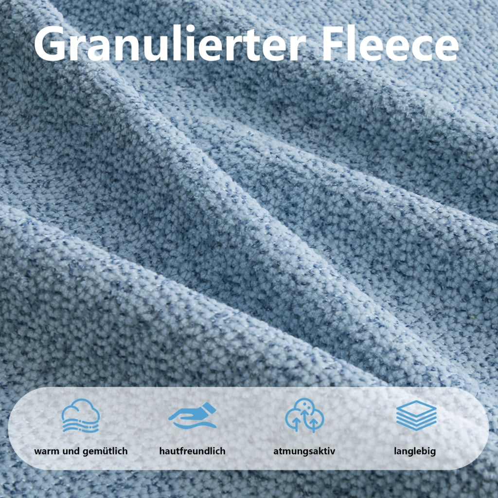 Divano modulare senza struttura rigida a U 366×165×79 cm in fleece granulato blu