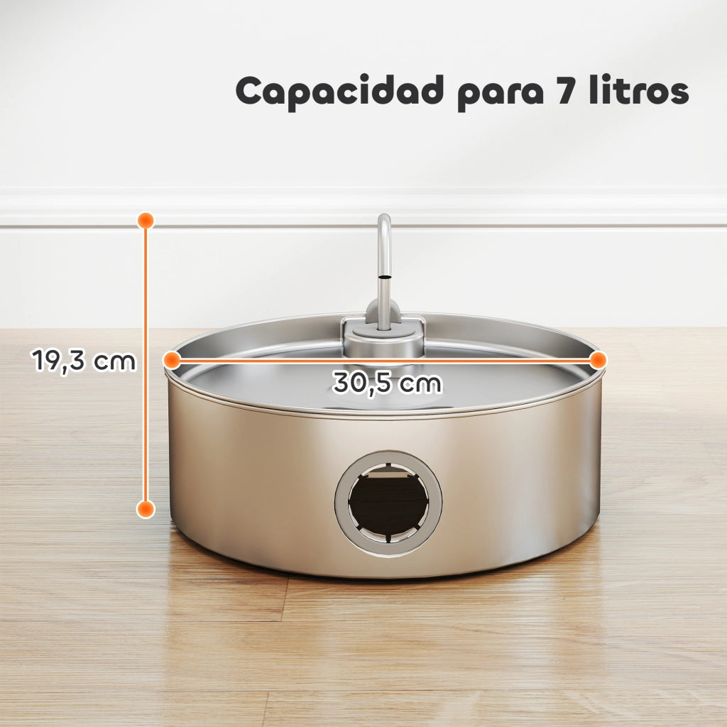 Fontana per Gatti in Acciaio Inox 7L ¨C Xylo ¨C Silenzioso Automatico con Filtri