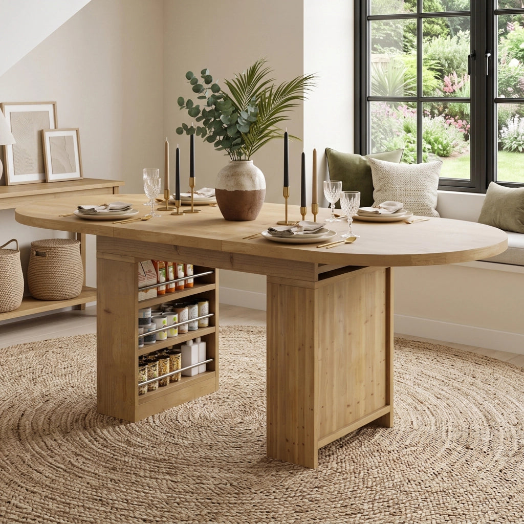Tavolo da pranzo allungabile scandinavo in MDF rovere