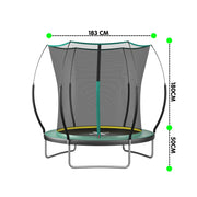 TRAMPOLINO da 183 cm con rete di sicurezza, acciaio, verde