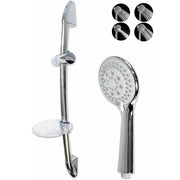 Trade Shop - Saliscendi Soffione 10cm Multigetto Regolabile Portasapone 70cm Flessibile 69137 -