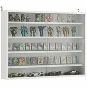 Libreria a Parete con Ripiani Aggiustabili e 2 Ante Scorrevoli di Vetro ¨C Zephmum ¨C Bianco 80x9.5x60 cm