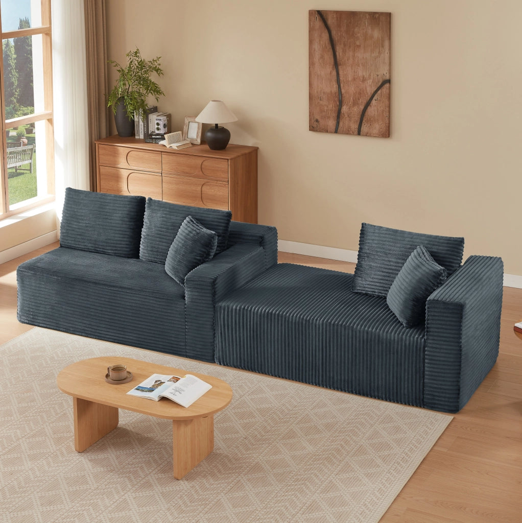 Divano modulare ad angolo a forma di L con schiuma memory e chaise longue oversize