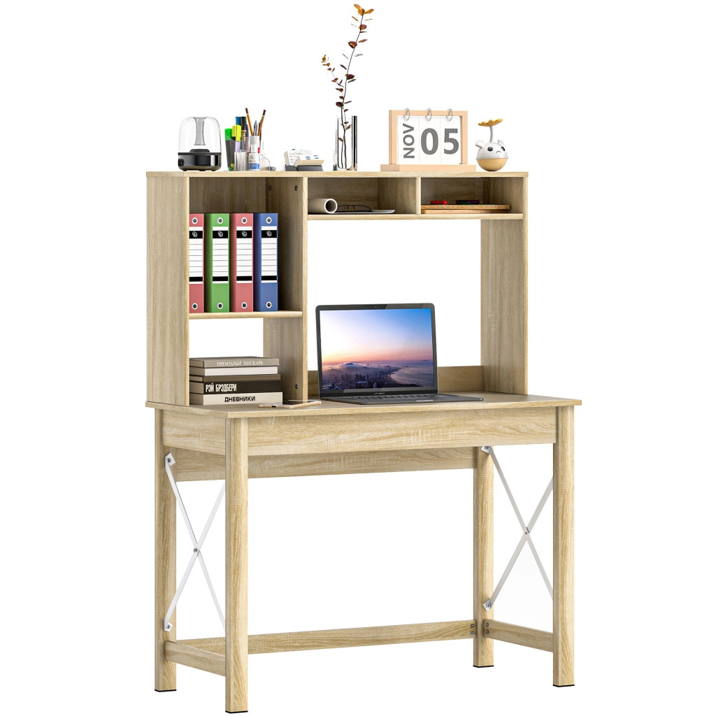 Scrivania con libreria e cassetti ¨C Zephmum ¨C Legno Rovere 100x50x