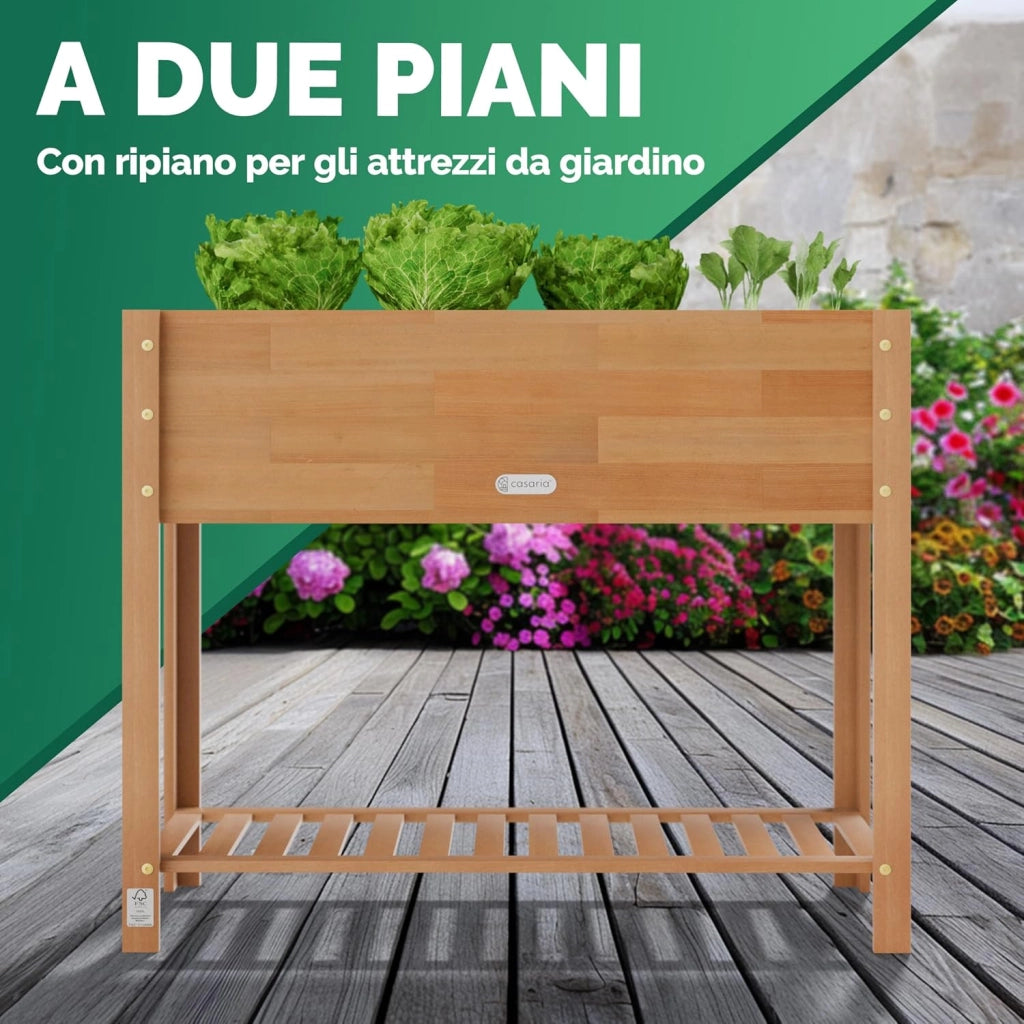 ® Aiuola Rialzata 100x40x84cm in Acacia Certificata FSC® 2 Livelli Orto Urbano in Cassetta Fioriera Giardinaggio Balcone