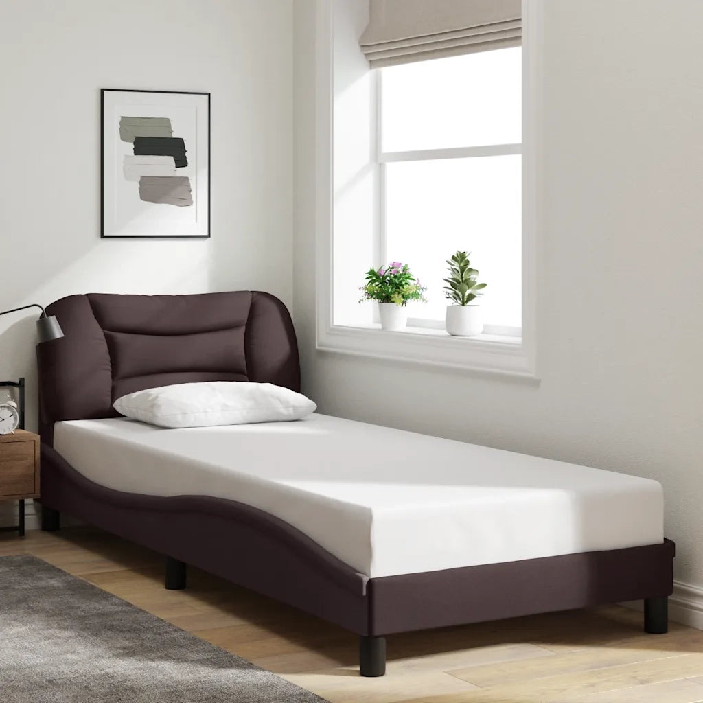 Giroletto senza Materasso-Struttura Letto Hvar Marrone Scuro 80x200 cm Tessuto