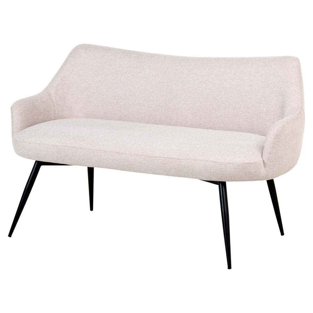Divano da cucina Beige Tessuto poliestere Rivestimento a 2 posti Struttura in metallo Gambe nere Panca