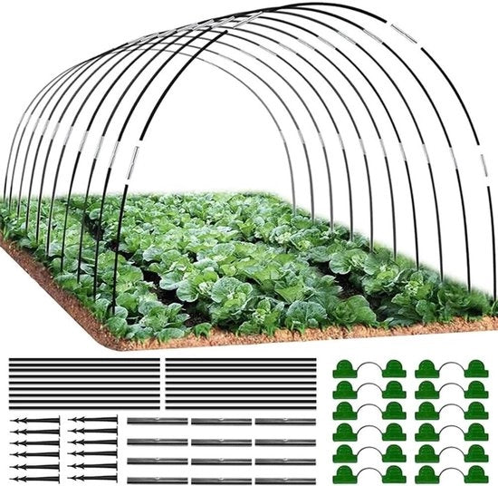 Set di archi in fibra di vetro per tunnel di vetro per giardino, tunnel di vetro, tunnel per serra, 18 pezzi.