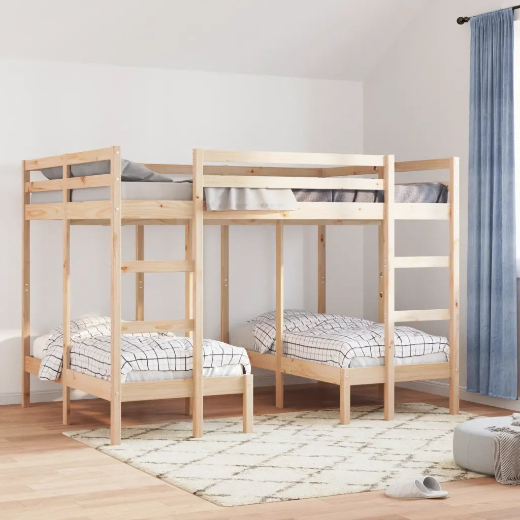 Letto da camera | Giroletto Castello Triplo 140x200/70x140cm Legno Massello Pino