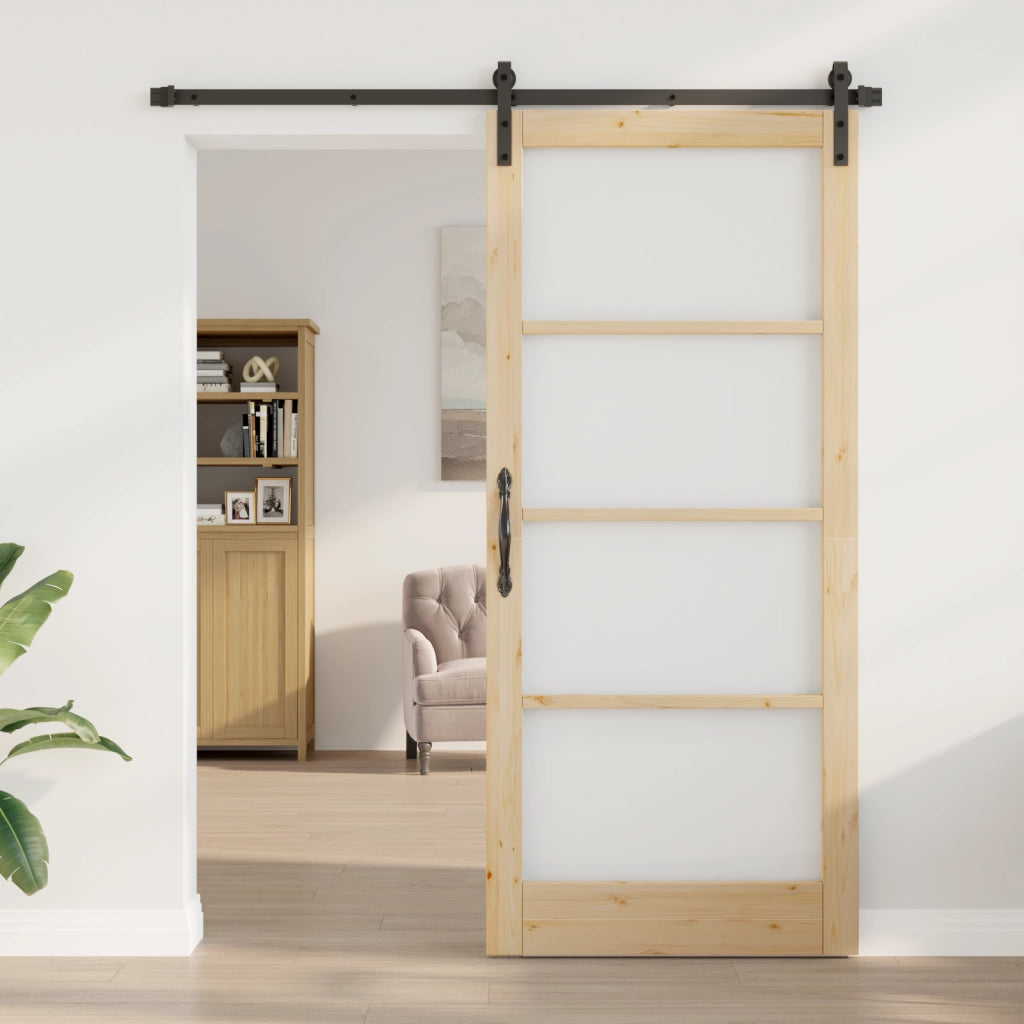 Porta Scorrevole con Set Hardware 'ORKDAL'Legno Massello e Vetro