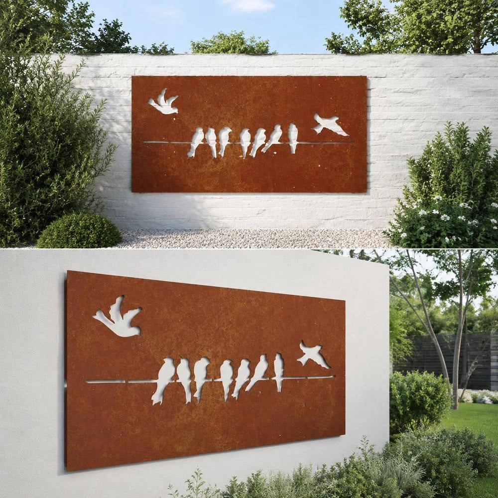 Garden Wall Decoration 105x55 Cm Corten Steel Bird Design