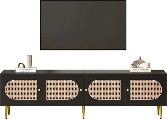 Cassettiere TV - 4 Porte - Nero - Rotonde - Archiviazione