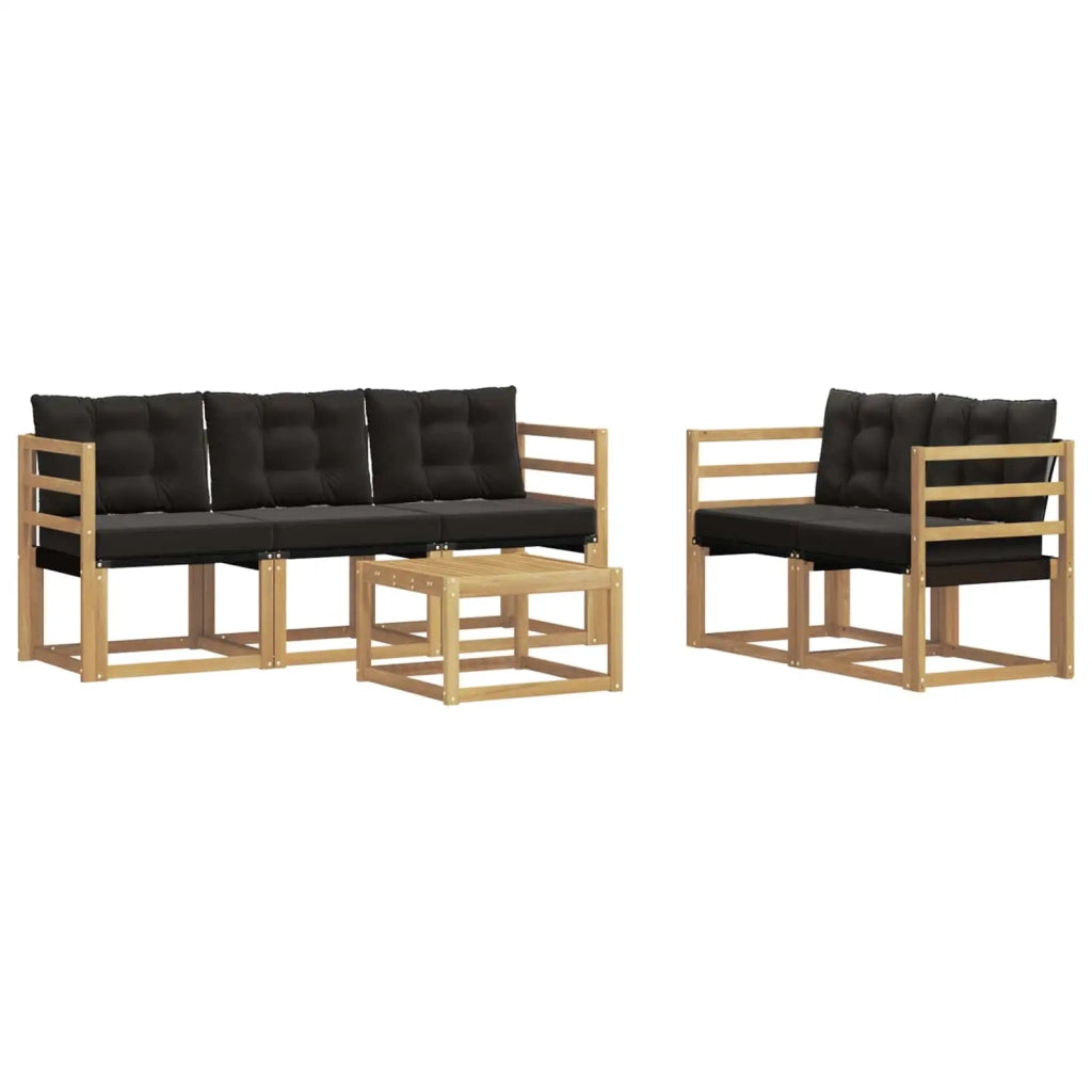 Set di divani da esterno con cuscino 6 pcs Bianco e Nero 3389202