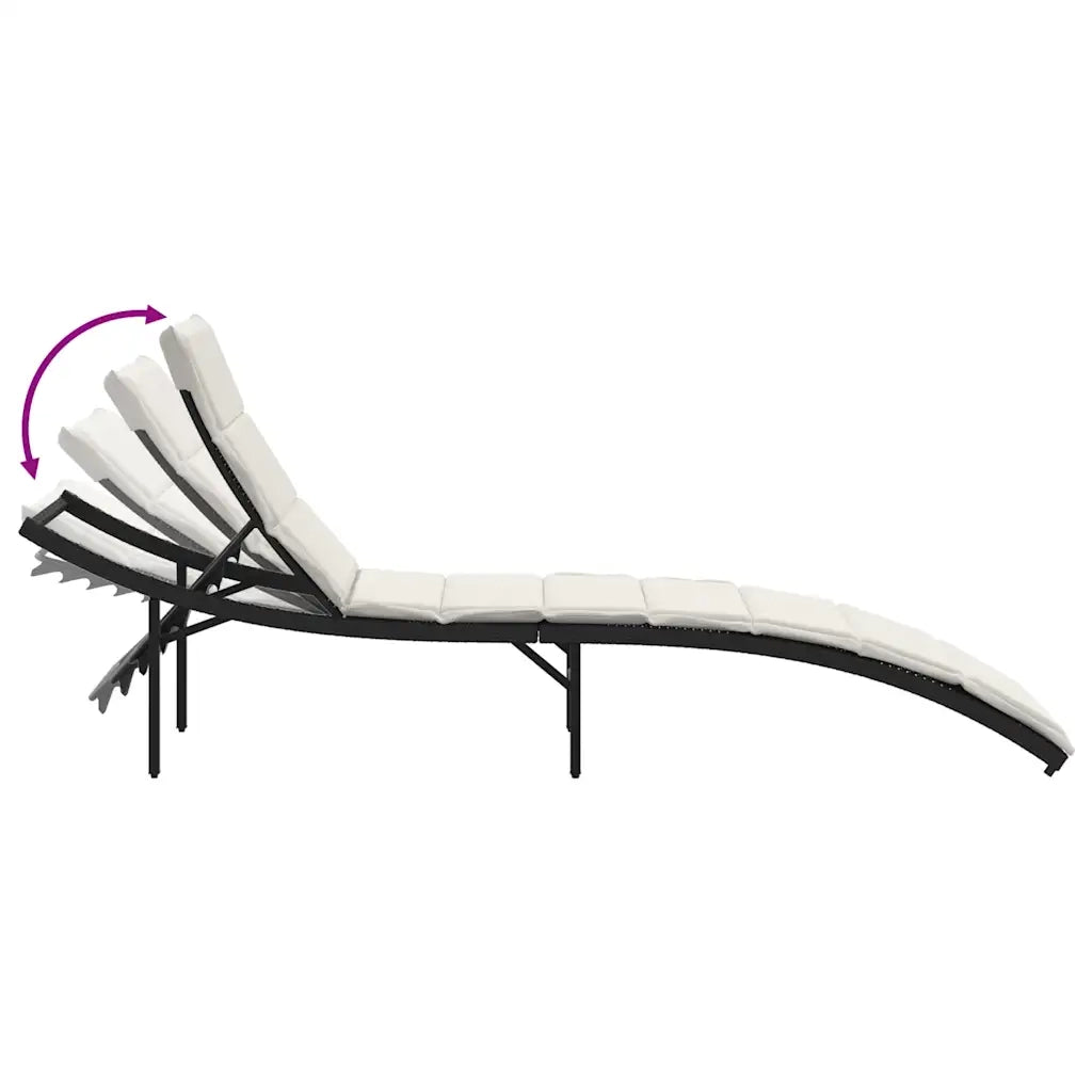 Lettini Prendisole 2 pz | Sdraio da giardino | Lettino da sole con Cuscini Neri in Polyrattan