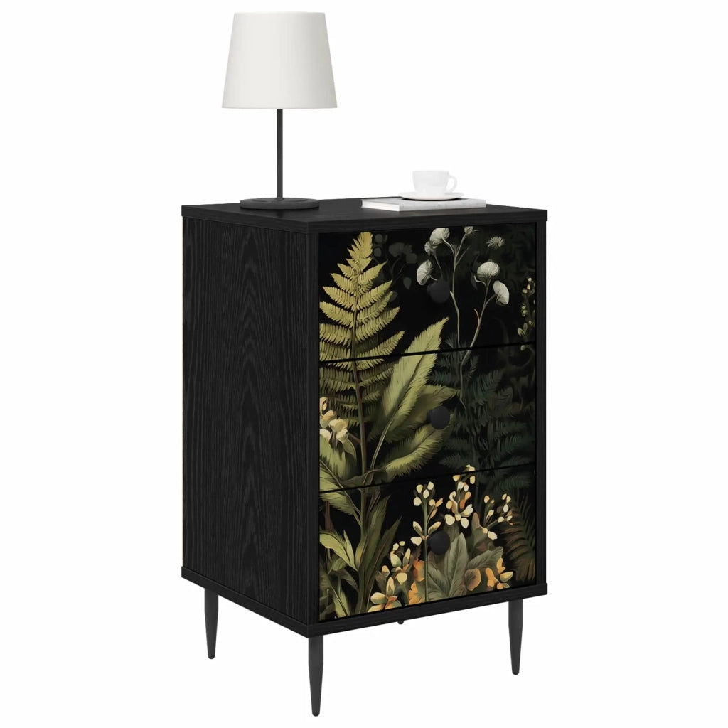 Armadio da Notte RHENEN Rovere Nero 36 x 33 x 61 cm 8007309