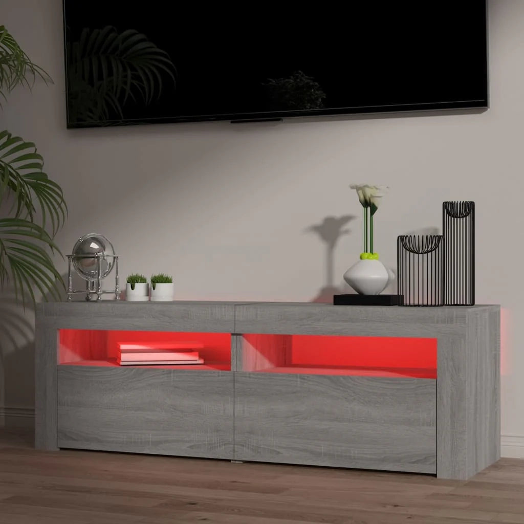 Mobile TV multimediale mensola TV credenza mobile TV sala da pranzo soggiorno camera da letto con luci LED Sonoma 120 x 35 x 40 cm grigio 02_0026799