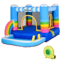 Castello Gonfiabile per Bambini con Trampolino e Piscina, Pompa Elettrica Inclusa 280x170x155cm, Multicolore