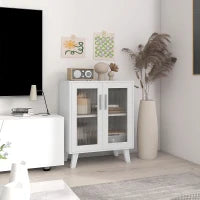 Credenza Moderna Multiuso con 2 Ante Trasparenti e 2 Ripiani, 61x35x75cm, Bianco