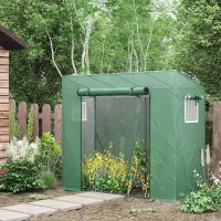 Serra da Giardino in PE e Acciaio con 4 Picchetti, 2 Finestre e Copertura Rinforzata, 200x77x148-169cm