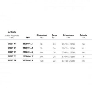 Porta doccia battente briar cromo regolabile cristallo temperato 6 mm *** misure 67-70xh195 cm stampato, confezione 1