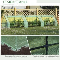 Mini Serra per Piante Impermeabile con 3 Ingressi Avvolgibili, in Acciaio e PE, 400x100x80 cm, Verde