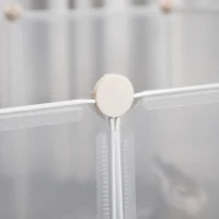 Recinto per Conigli, Cuccioli e Piccoli Animali Modulabile in Metallo e PP, 12 Pannelli da 35x45cm Bianco