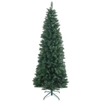 Albero di Natale Artificiale 210cm con 687 Rami, Design Alto e Stretto con Base Pieghevole, Verde
