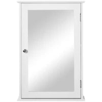 kleankin Mobiletto Bagno Pensile con Specchio e Anta a Chiusura Magnetica, 41x14x60cm - Bianco