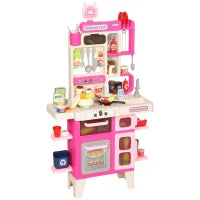 Cucina Giocattolo per Bambini 3-6 Anni con 104 Accessori, in PP, PE e ABS, 52.5x22x100 cm, Rosa