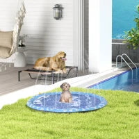 Piscina tappeto a getti d'acqua per cane pieghevole facile da trasportare PVC 150 cm di diametro blu