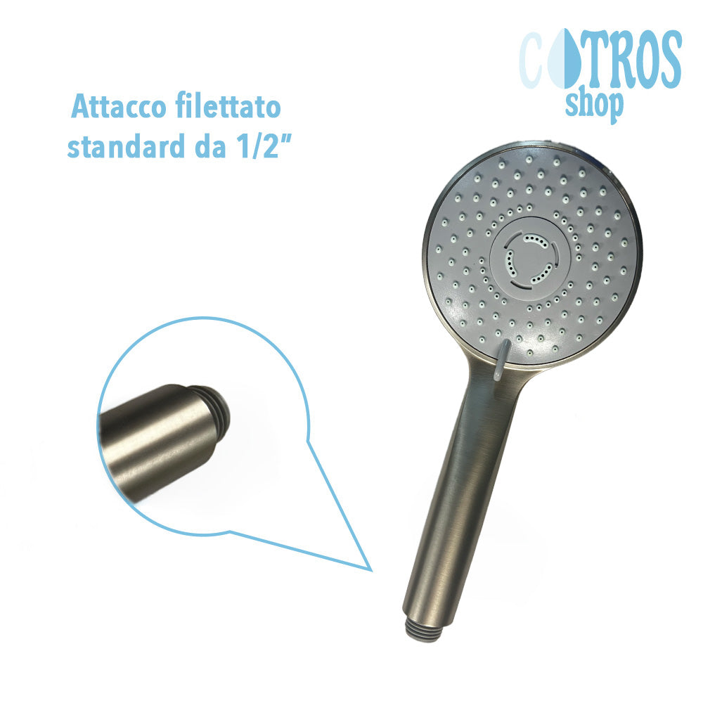 Doccetta nichel spazzolato 3 getti ugelli sistema anticalcare