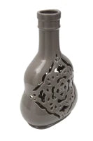 Vaso Porcellana Carving Grigio Cm 16.5X11X27