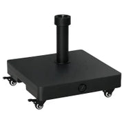 Base per Ombrellone con Ruote Riempibile fino a 20kg per Pali da Ø22-38mm, 45x45x39cm, Nero