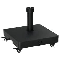Base per Ombrellone con Ruote Riempibile fino a 20kg per Pali da Ø22-38mm, 45x45x39cm, Nero