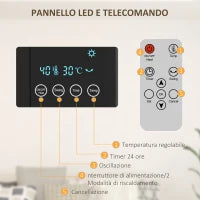 Termoventilatore da Parete Oscillante con Telecomando, Timer 12h e 2 Modalità, 54.5x12x21.5 cm, Grigio