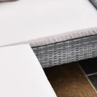 Set da Giardino a 5 Pezzi in Rattan e Acciaio Grigio con 2 Divani, Tavolino e 2 Sgabelli