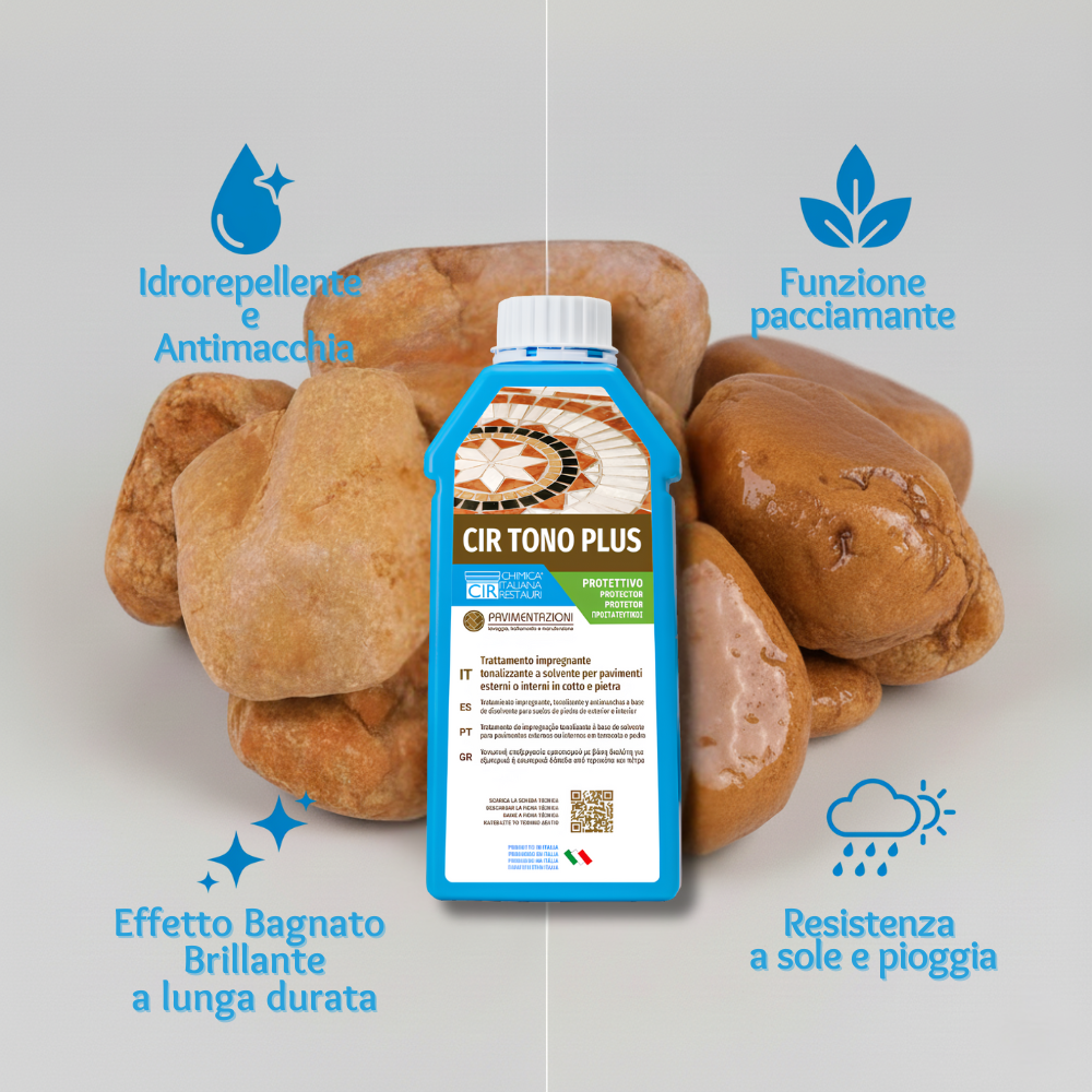 Kit ciottoli rosso verona con cir tono plus effetto bagnato *** misura 25/40, formato 5 kg + 1 l, confezione 1