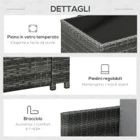 Set da 7 Pezzi Salotto da Esterni in Rattan con Poltrona Pouf Tavolino Grigio