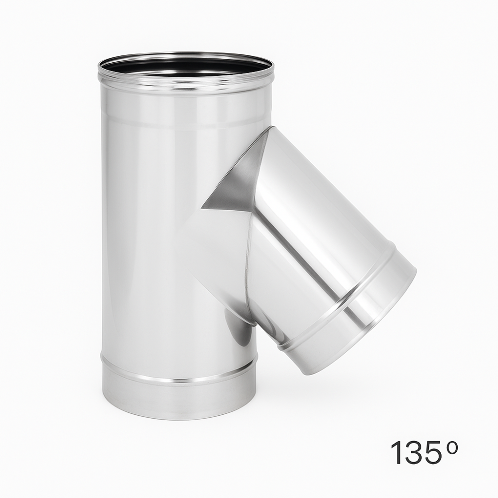 Raccordo braga 135° mono parete metallica spessore 0,5 mm canna fumaria *** misura Ø 180 mm, confezione 1