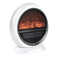 Camino Elettrico con Effetto Fiamma Ruotabile e Portatile, Potenza 1500W, Copertura 10-15m², 30.5x18x35cm, Bianco