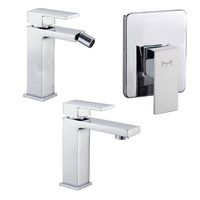 Miscelatore rubinetto bidet cromato + miscelatore rubinetto lavabo cromato + miscelatore doccia ad incasso da parete