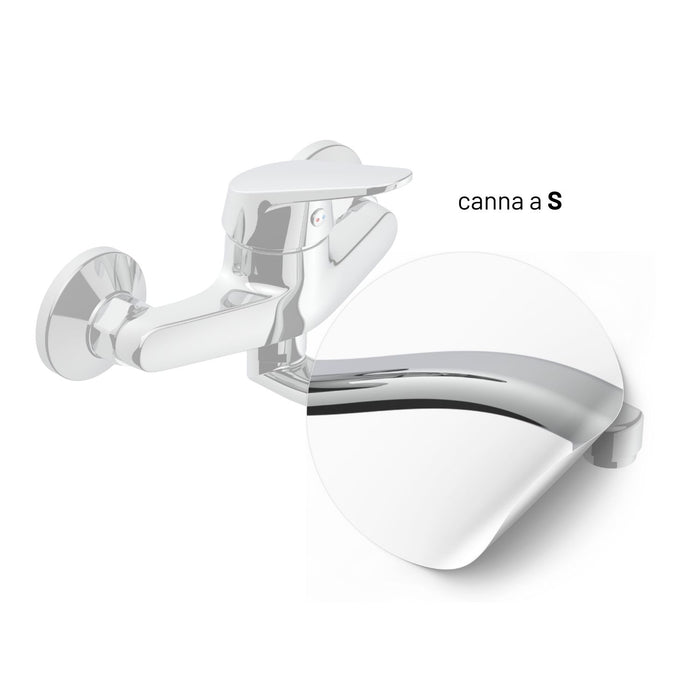 Miscelatore a muro milano plus in ottone lavello cucina con erogazione orientabile *** confezione 1