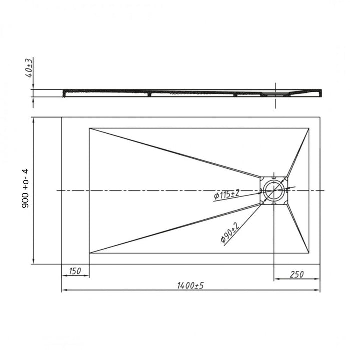 Piatto doccia bianco mineral marmo resina antiscivolo h4 cm *** misure l140 x p90 x h4 cm, confezione 1