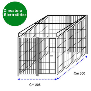 Recinto per cani 3x2 metri con predisposizione alla copertura con zincatura elettrolitica